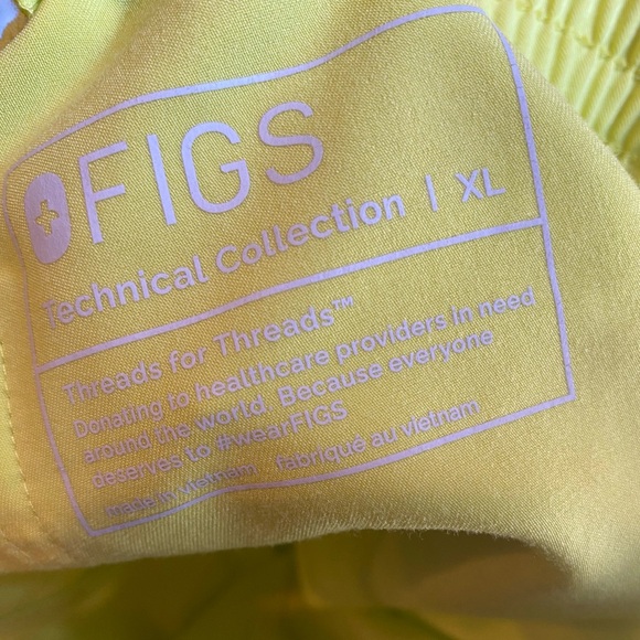 Mens XL FIGS Pants Scrubs Yellow - Picture 3 of 3